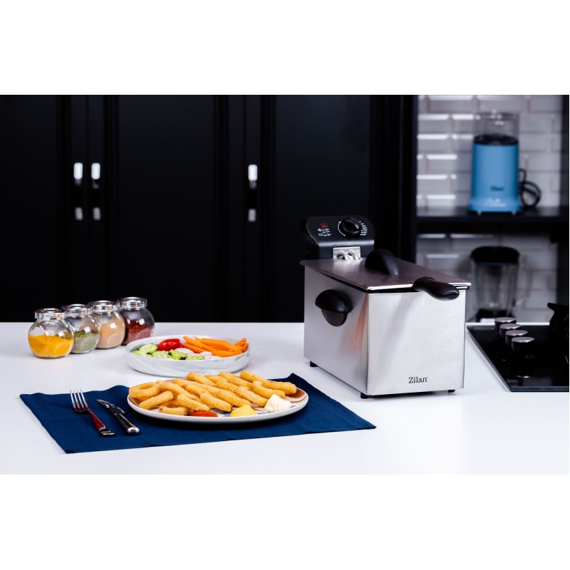 Friteuza Zilan ZLN-1819 din otel inoxidabil, capacitate 3 litri, protectie la supraincalzire
