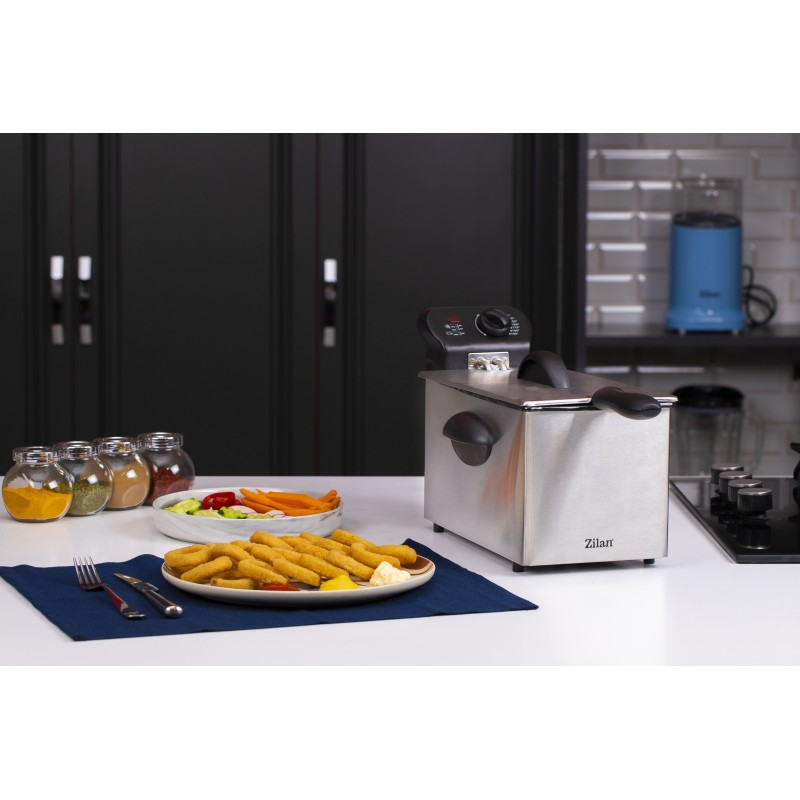 Friteuza Zilan ZLN-1819 din otel inoxidabil, capacitate 3 litri, protectie la supraincalzire