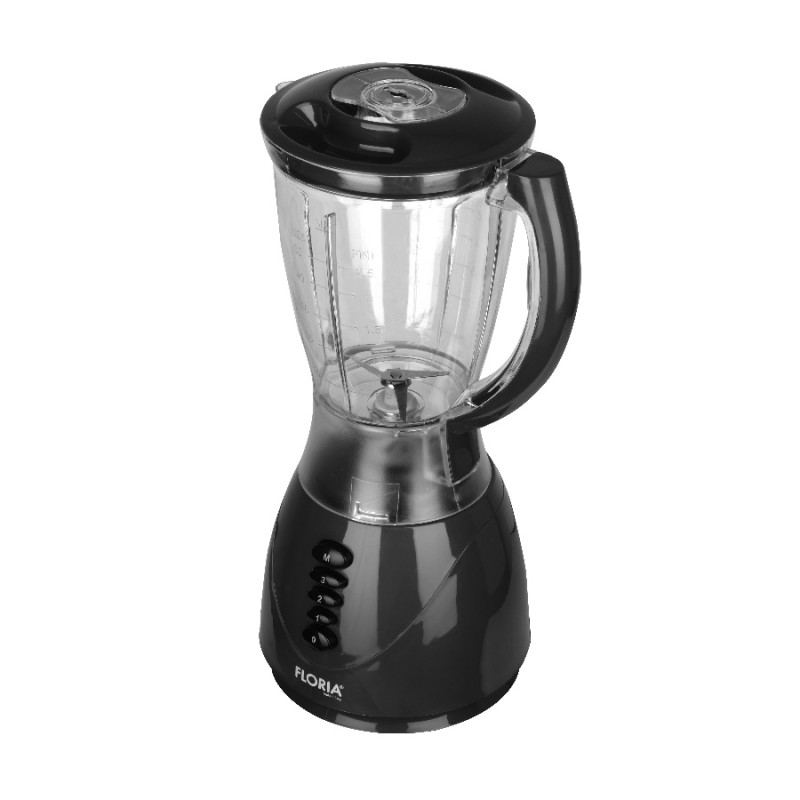 Blender FLORIA ZLN-3080 Negru, Putere 300W, capacitate 1.5L, 3 viteze, Functie puls-Vas plastic
