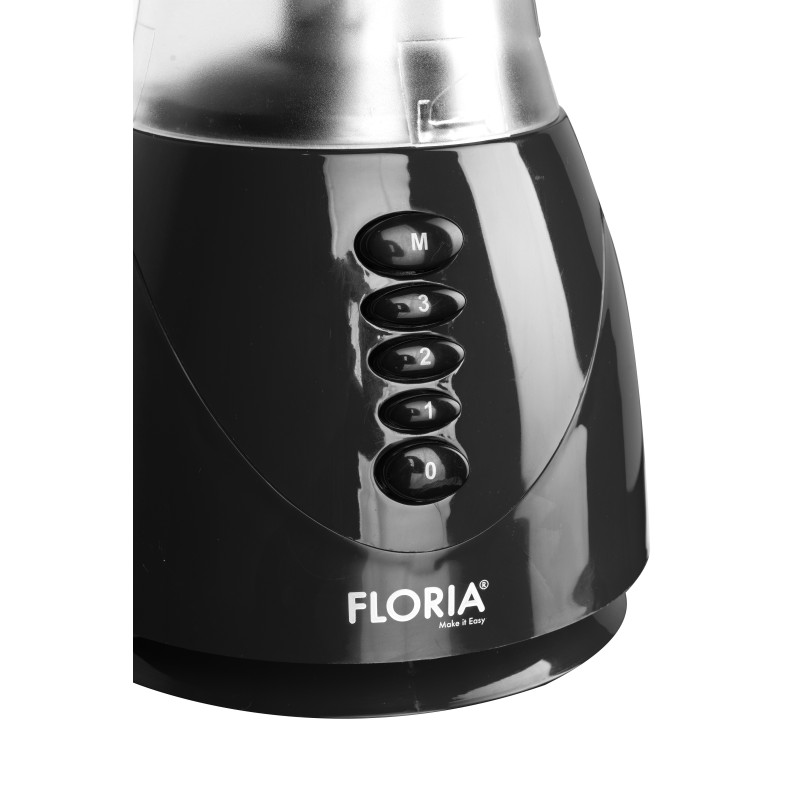 Blender FLORIA ZLN-3080 Negru, Putere 300W, capacitate 1.5L, 3 viteze, Functie puls-Vas plastic