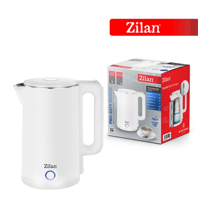 Fierbator electric Zilan ZLN1147 Alb, 1500 W, 1.7L, Indicator luminos, oprire automata si manuala
