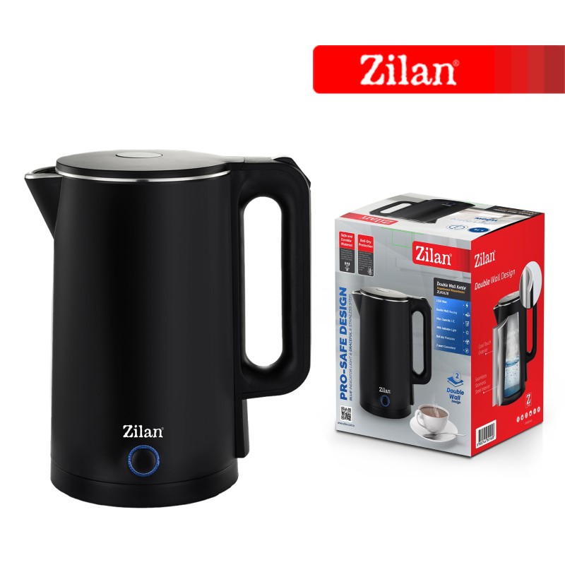 Fierbator electric Zilan ZLN1628 Negru, 1500 W, 1.7L, Indicator luminos, oprire automata si manuala