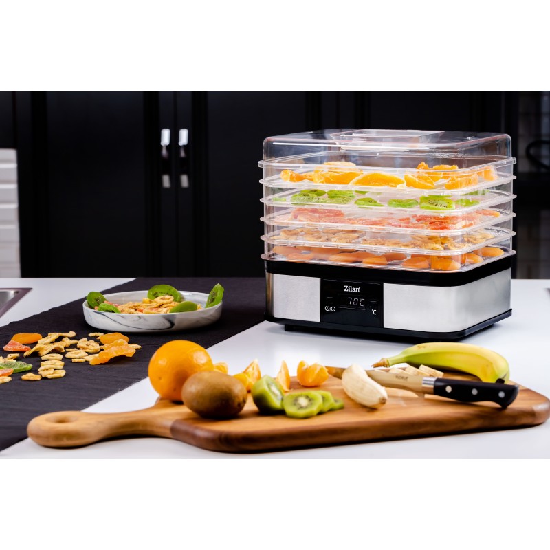Deshidrator alimentar Zilan ZLN1932 inox, 245W, 5 nivele, termostat digital, silentios
