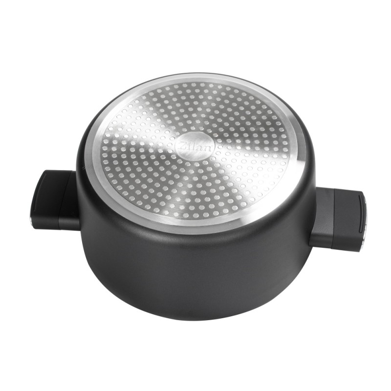 Cratita Zilan ZLN0850 Negru cu invelis din marmura, 5 straturi, 26 cm si manere fine la atingere, 5.7 L