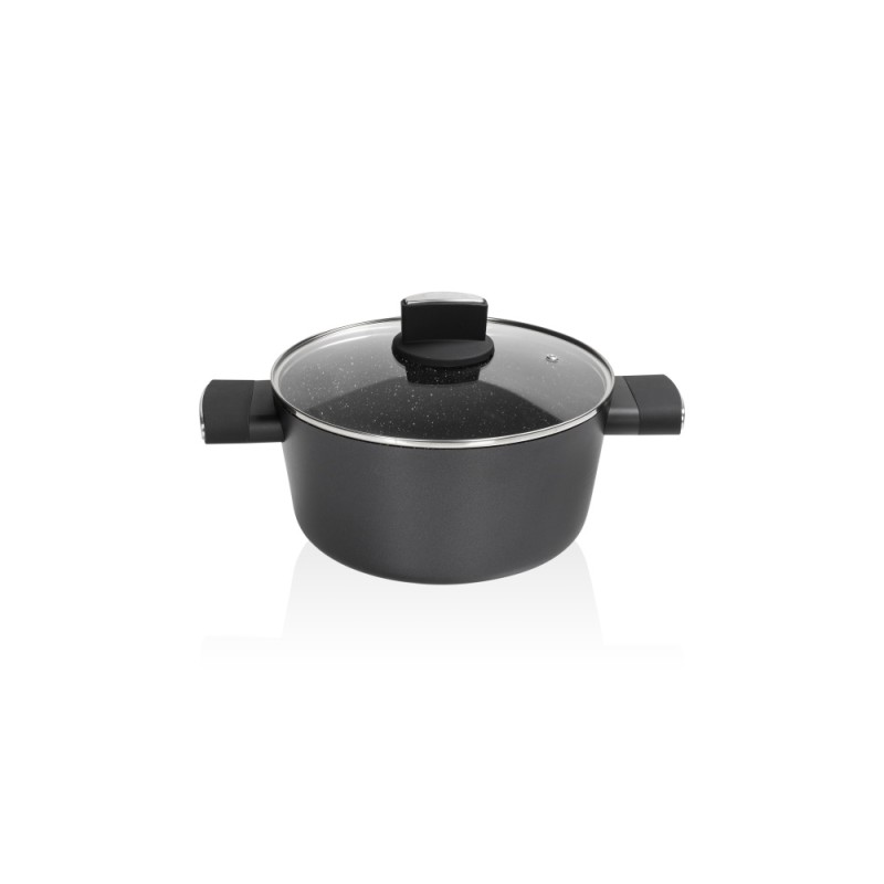 Cratita Zilan ZLN0867 Negru cu invelis din marmura, 5 straturi, 28 cm si manere fine la atingere, 7.1 L