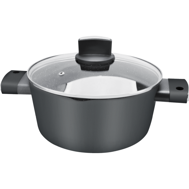 Cratita Zilan ZLN0867 Negru cu invelis din marmura, 5 straturi, 28 cm si manere fine la atingere, 7.1 L