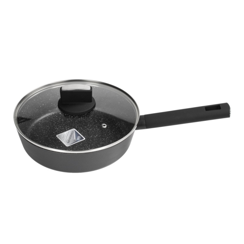 Cratita Zilan ZLN0898 Negru cu invelis din marmura, 5 straturi, 28 cm si maner fin la atingere, 3.9L