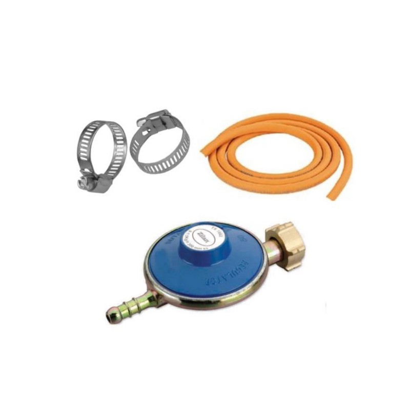 Pachet - 2 metrii furtun gaz + regulator presiune  ceas  + 2 buc coliere