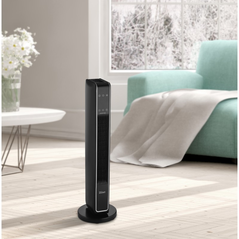 Aeroterma ceramica turn Zilan ZLN2076 Negru, 2200W, Ecran cu atingere, Timer 8H
