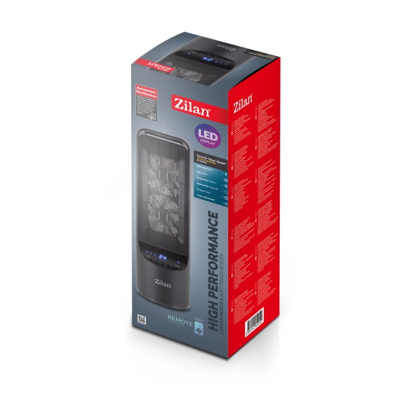 Aeroterma ceramica turn Zilan ZLN2052Negru, 2000W, timer 8H, siguranta la rasturnare