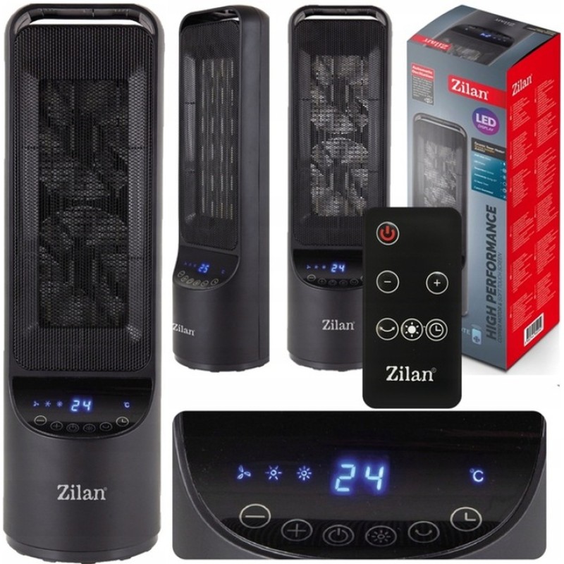 Aeroterma ceramica turn Zilan ZLN2052Negru, 2000W, timer 8H, siguranta la rasturnare