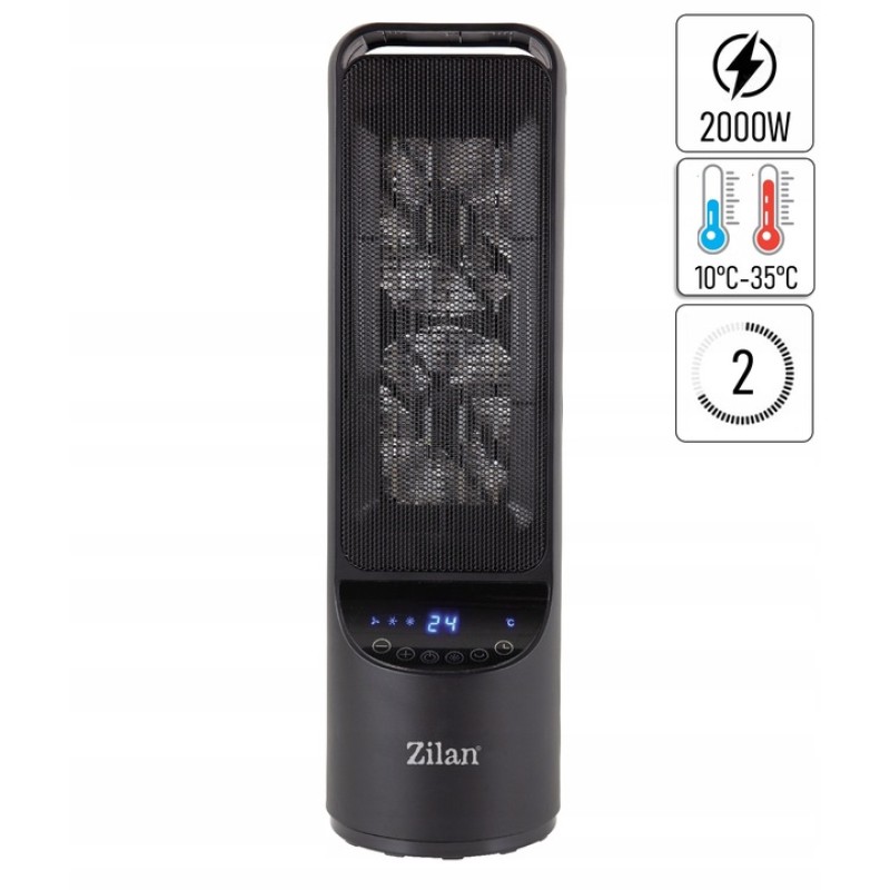 Aeroterma ceramica turn Zilan ZLN2052Negru, 2000W, timer 8H, siguranta la rasturnare