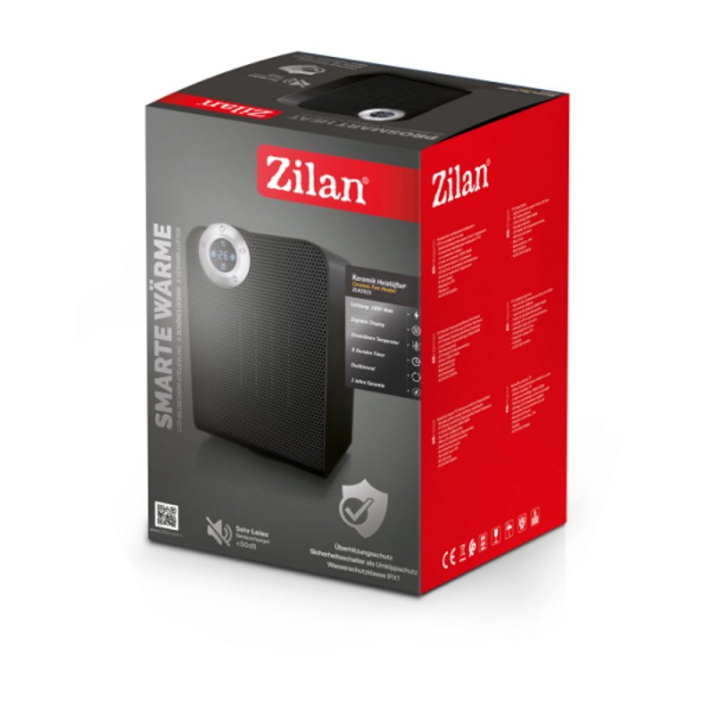 Aeroterma ceramica Zilan ZLN2021 Negru, 1800W, motor din cupru, rezistenta la apa IPX1