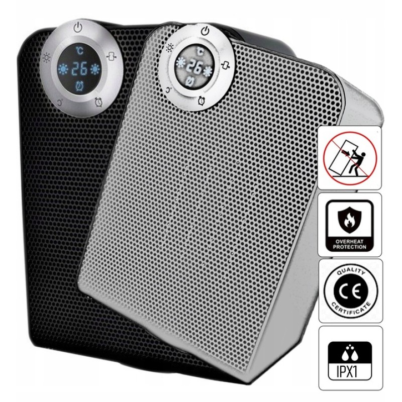 Aeroterma ceramica Zilan ZLN2021 Negru, 1800W, motor din cupru, rezistenta la apa IPX1