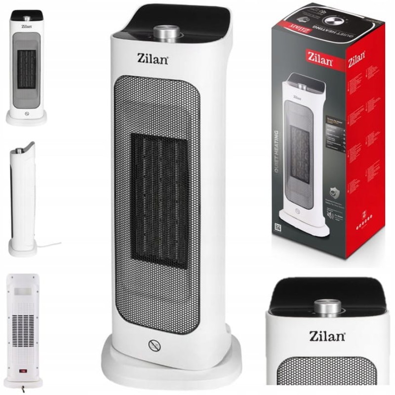 Aeroterma ceramica turn Zilan ZLN2038 Alb, 2000W, 2 trepte de viteza, termostat reglabil