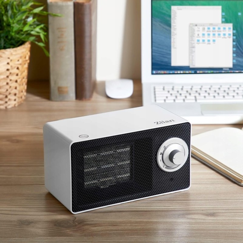 Aeroterma ceramica Zilan ZLN2007 Alb, 1000W, 2 nivele de incalzire, oprire automata la rasturnare