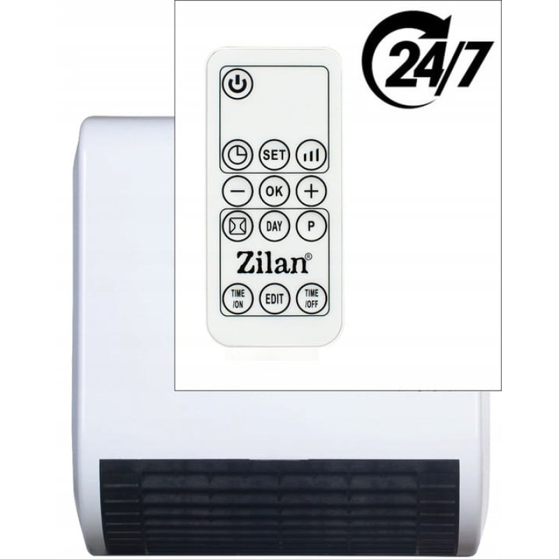Aeroterma de perete Zilan ZLN2083 Alb, 2000W, display LED, senzori de ferestre deschise, programare saptamanala