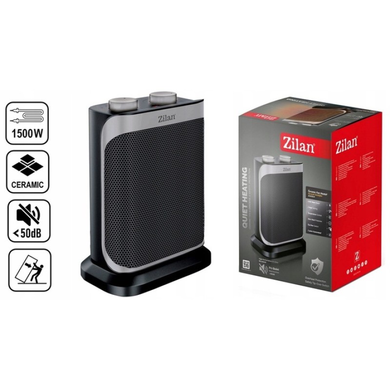 Aeroterma ceramica Zilan ZLN2014, 1500W, 2 nivele de incalzire, temperatura reglabila, siguranta la cadere
