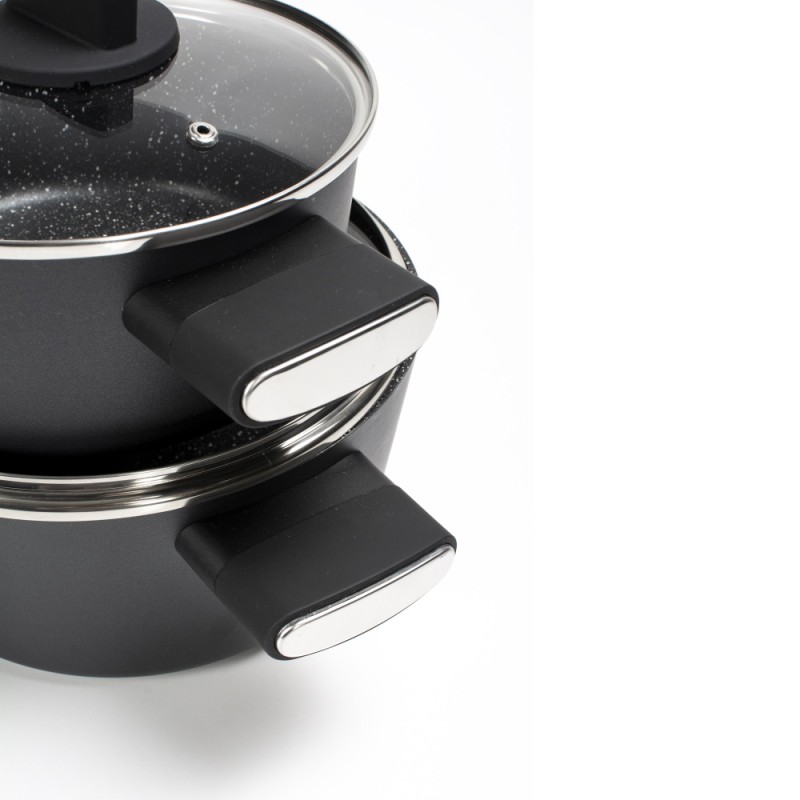 Set de oale Zilan ZLN0959 Negru, cu 7 piese, invelis din marmura si manere fine la atingere