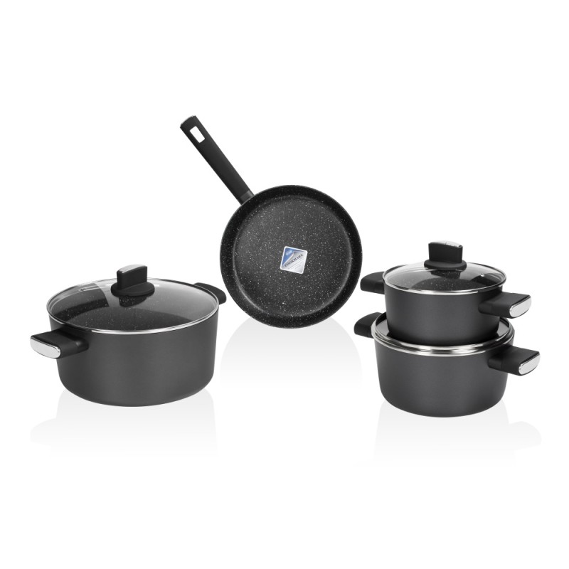 Set de oale Zilan ZLN0959 Negru, cu 7 piese, invelis din marmura si manere fine la atingere