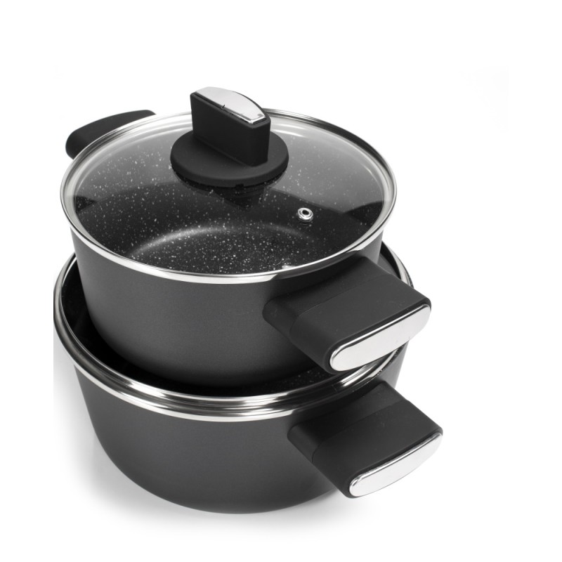 Set de oale Zilan ZLN0959 Negru, cu 7 piese, invelis din marmura si manere fine la atingere