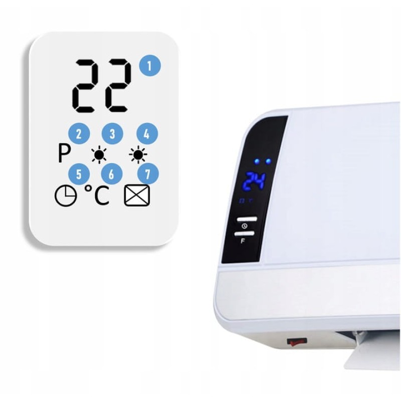 Aeroterma de perete Zilan ZLN2090 Alb, 2000W, display LED, temperatura reglabila