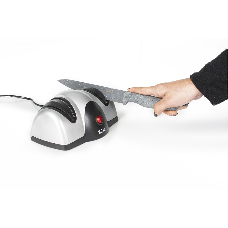 Ascutitor de cutite electric Zilan ZLN2168 Gri, cu doua nivele de ascutire, 40W, usor de curatat