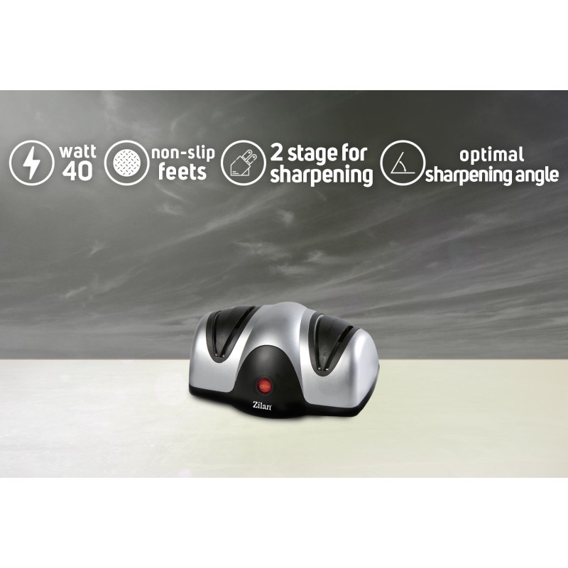 Ascutitor de cutite electric Zilan ZLN2168 Gri, cu doua nivele de ascutire, 40W, usor de curatat