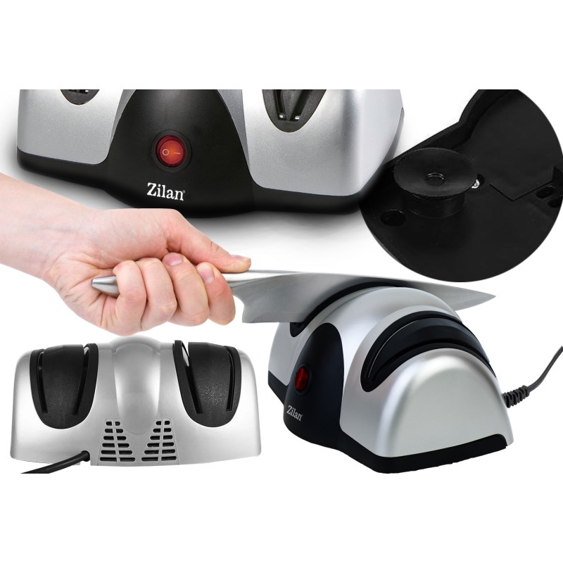 Ascutitor de cutite electric Zilan ZLN2168 Gri, cu doua nivele de ascutire, 40W, usor de curatat