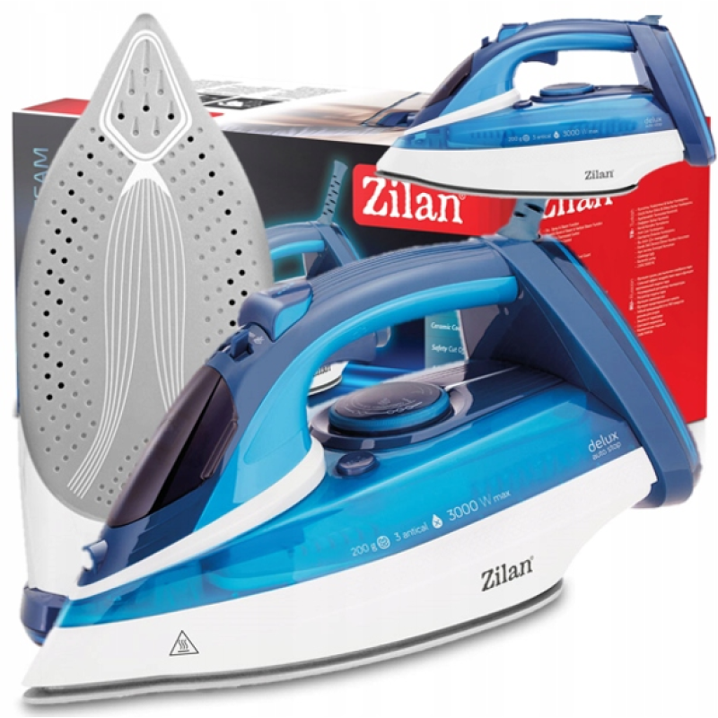 Fier de calcat Zilan ZLN2908 Albastru, 3000W, talpa ceramica, temperatura ajustabila
