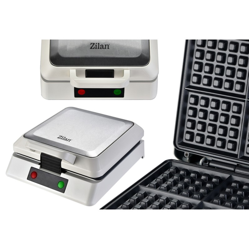 Aparat de facut gofre Zilan ZLN2939 Alb, 1200W, 4 felii, indicator led