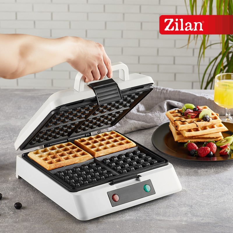 Aparat de facut gofre Zilan ZLN2939 Alb, 1200W, 4 felii, indicator led