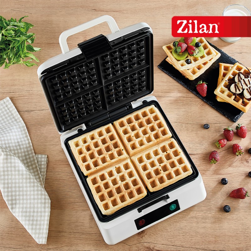 Aparat de facut gofre Zilan ZLN2939 Alb, 1200W, 4 felii, indicator led