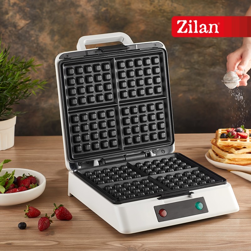 Aparat de facut gofre Zilan ZLN2939 Alb, 1200W, 4 felii, indicator led