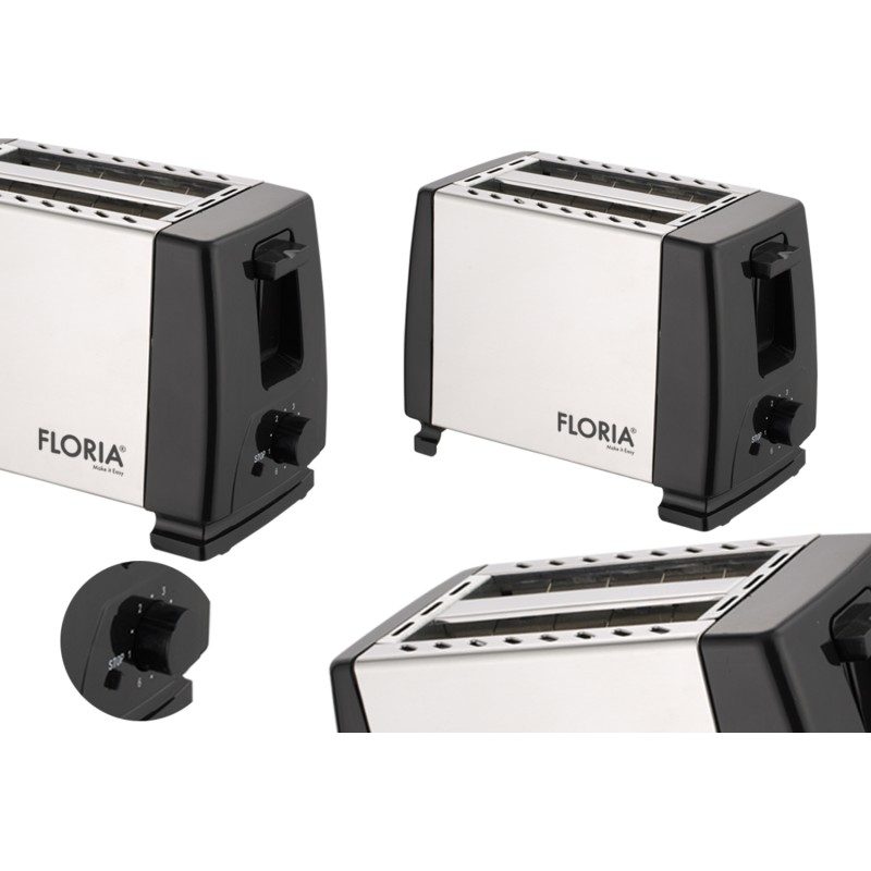 Prajitor de paine Floria ZLN1840 Negru/Inox, 700W, 7 nivele de control al temperaturii, buton de oprire