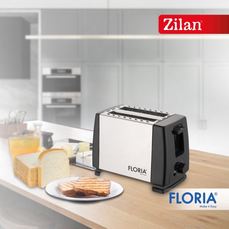 Prajitor de paine Floria ZLN1840 Negru/Inox, 700W, 7 nivele de control al temperaturii, buton de oprire