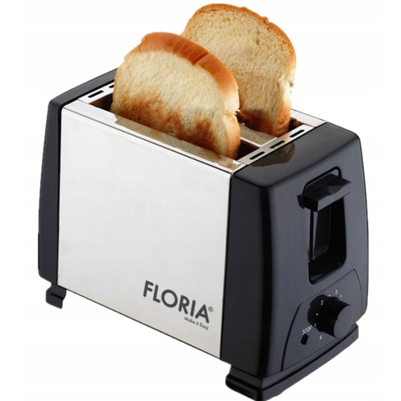 Prajitor de paine Floria ZLN1840 Negru/Inox, 700W, 7 nivele de control al temperaturii, buton de oprire