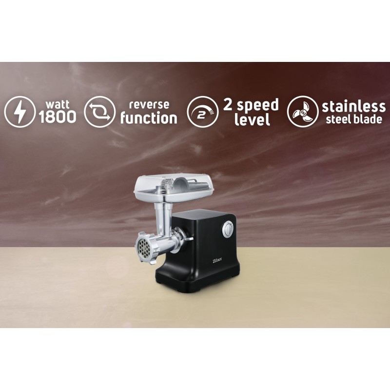 Masina de tocat carne Zilan ZLN1789 Negru, 1800W, doua viteze plus reverse