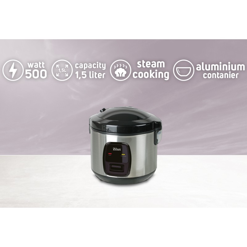 Aparat de gatit Zilan ZLN2793 2 in 1 pentru gatit orez si alimente la abur, capacitate 1.5L, 500W