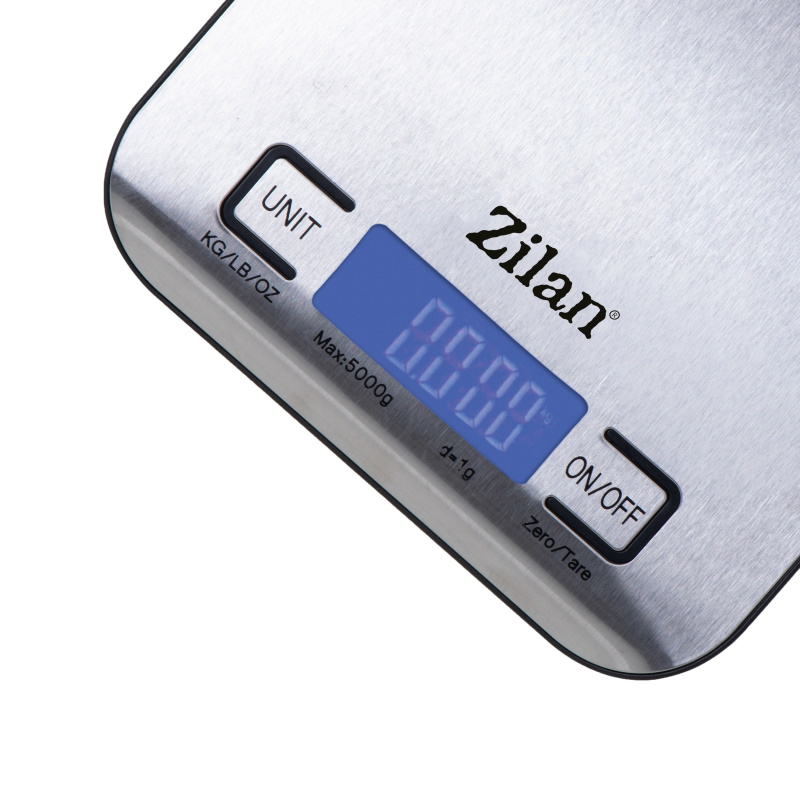 Cantar alimentar digital Zilan ZLN2984 Gri, capacitate 5000g, inchidere automata