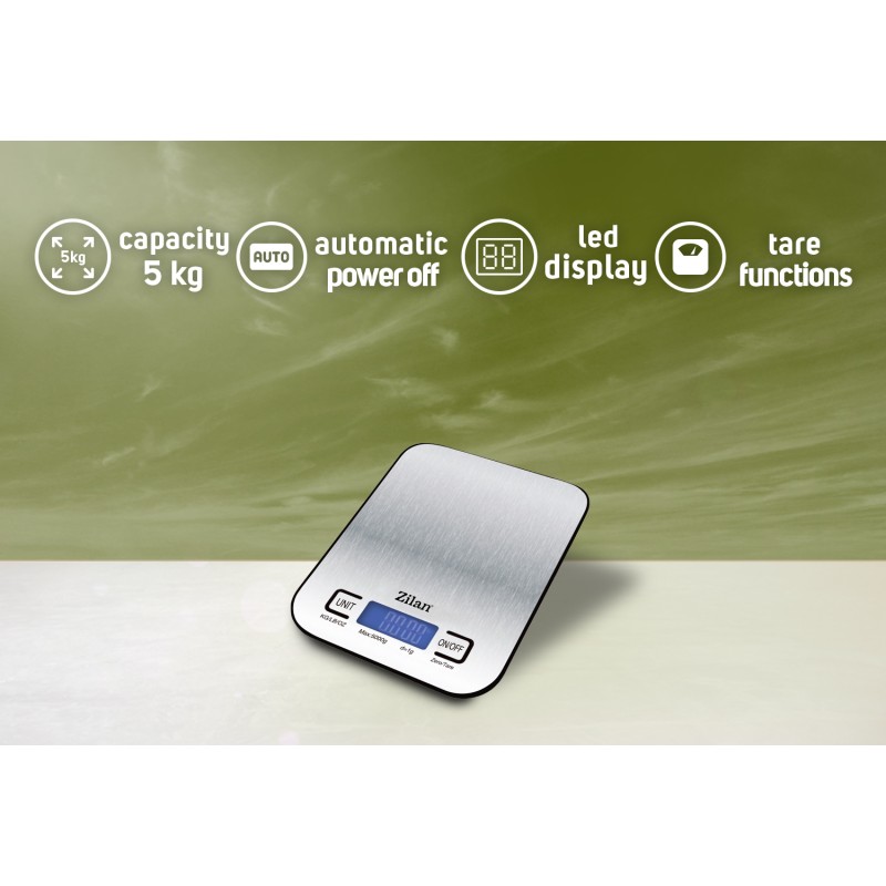 Cantar alimentar digital Zilan ZLN2984 Gri, capacitate 5000g, inchidere automata