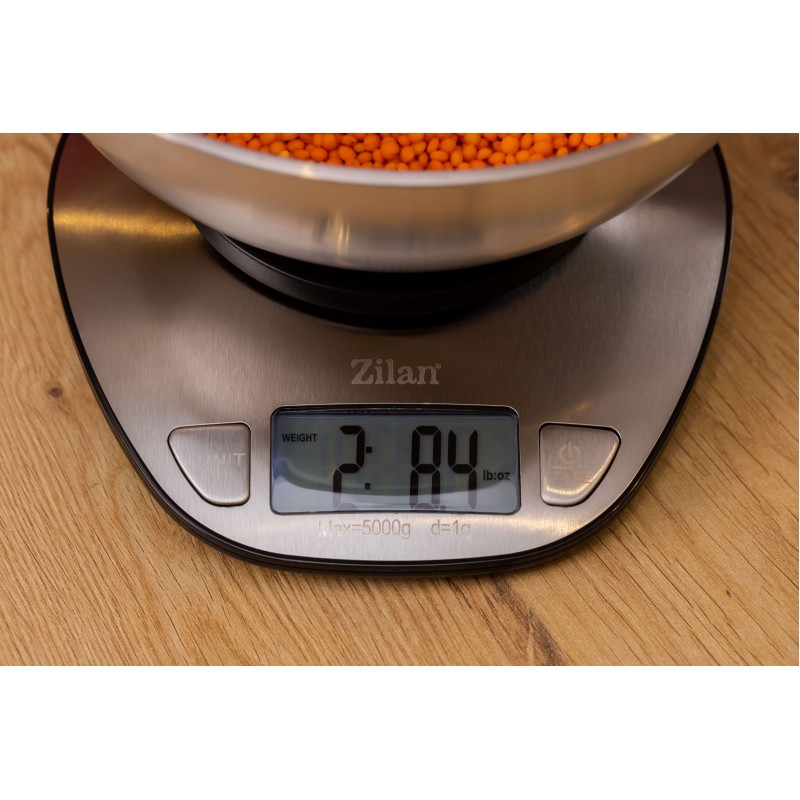 Cantar alimentar digital Zilan ZLN2960 Gri, ecran LED, indicator de baterie scazuta, inox