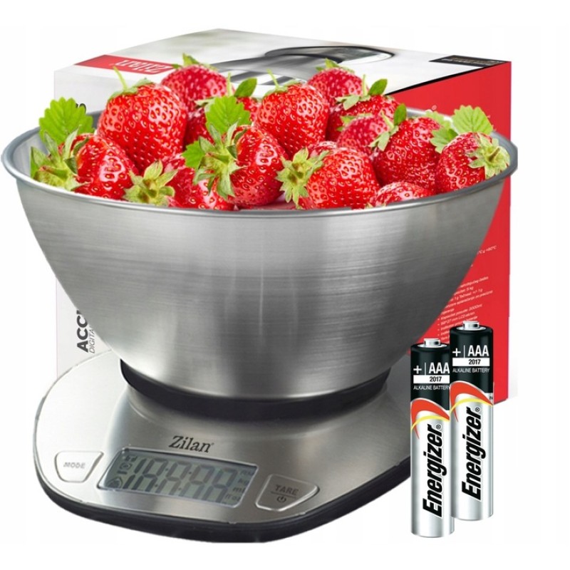 Cantar alimentar digital Zilan ZLN2960 Gri, ecran LED, indicator de baterie scazuta, inox