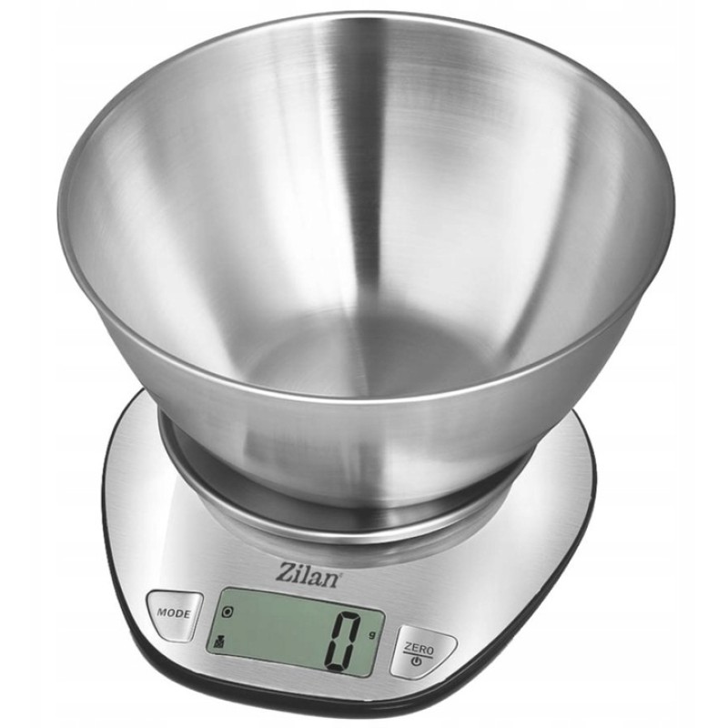 Cantar alimentar digital Zilan ZLN2960 Gri, ecran LED, indicator de baterie scazuta, inox