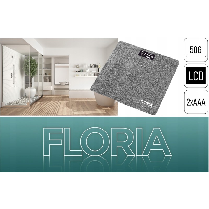 Cantar electronic de persoane Floria ZLN1987 Gri, ecran LCD, capacitate maxima 150 kg