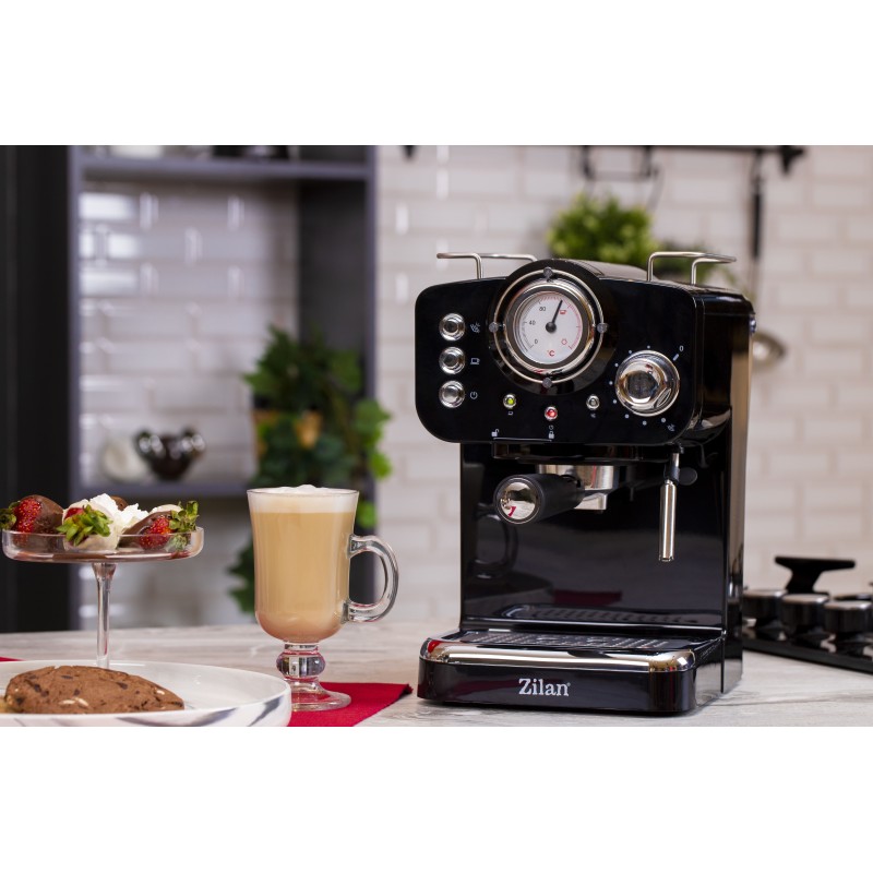 Espressor manual Zilan ZLN2991 Negru,15 Bar, 1.25 l, 1100W, Design Retro