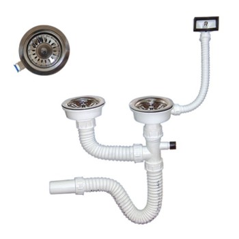 Racord dublu cu preaplin pentru scurgere chiuveta