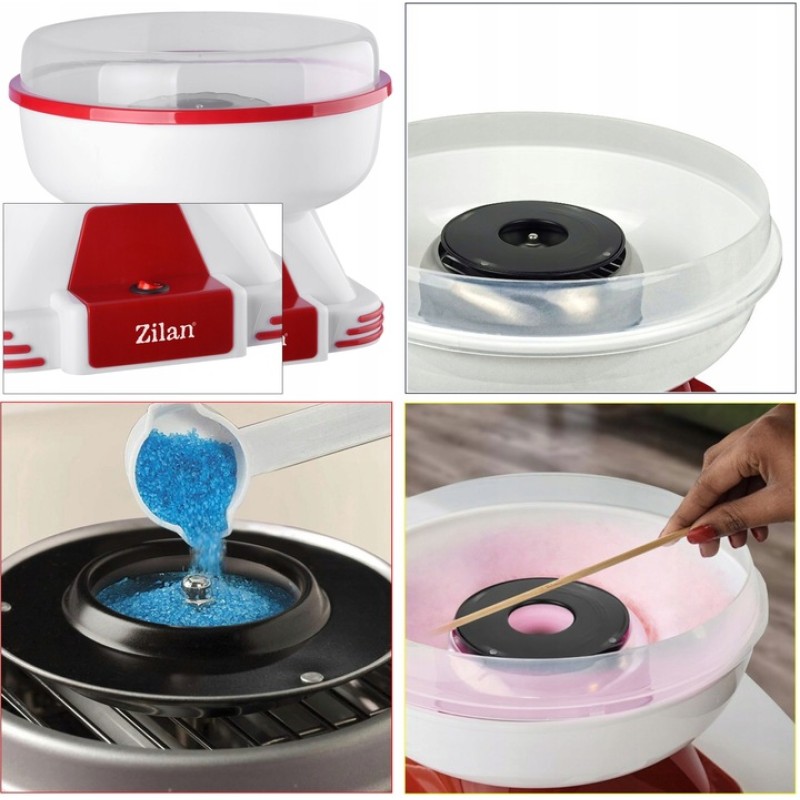 Aparat pentru facut vata de zahar Zilan ZLN3394 Rosu, putere 500W, preparare in 5 minute