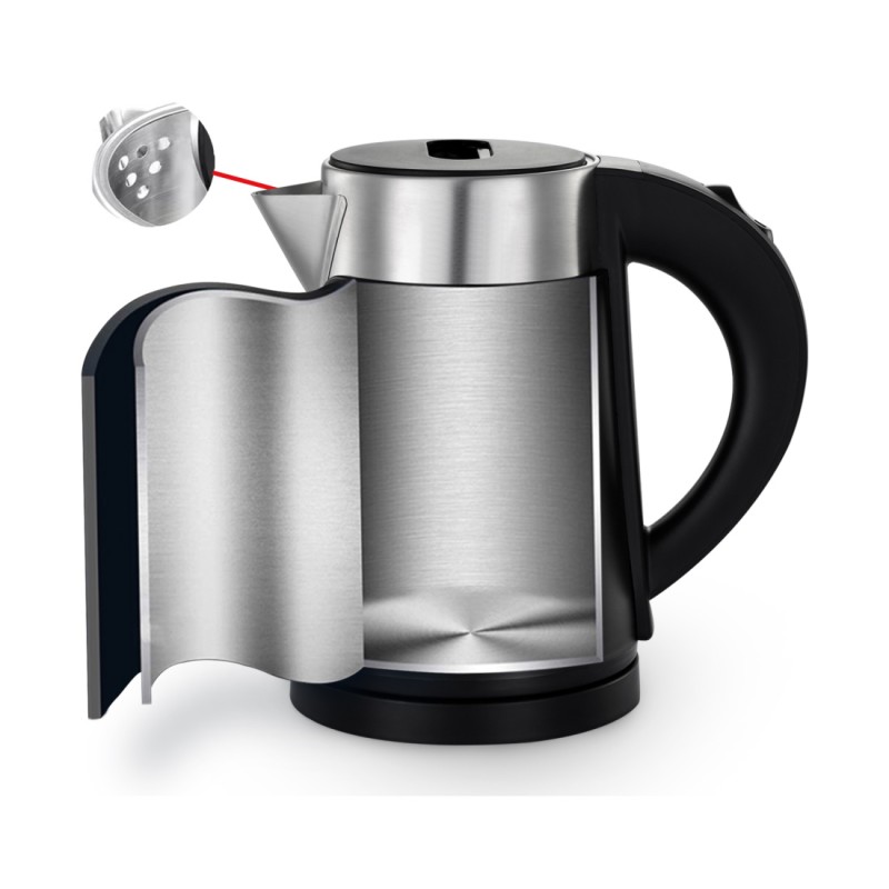 Fierbator electric Zilan ZLN3387 Negru cu pereti dublii, putere 800W, capacitate 0.8L, inox