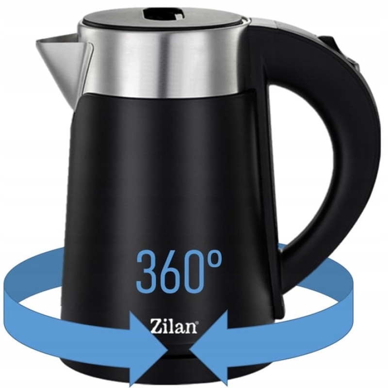 Fierbator electric Zilan ZLN3387 Negru cu pereti dublii, putere 800W, capacitate 0.8L, inox